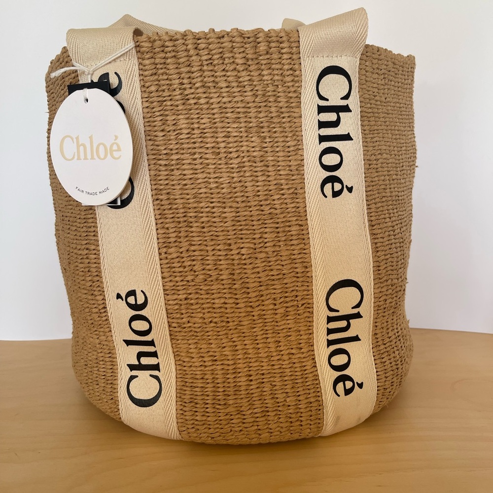Chloé Large Woody Straw Basket Tote